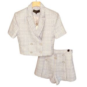 Endless Rose Cropped Tweed Jacket & High Waist Tweed Shorts